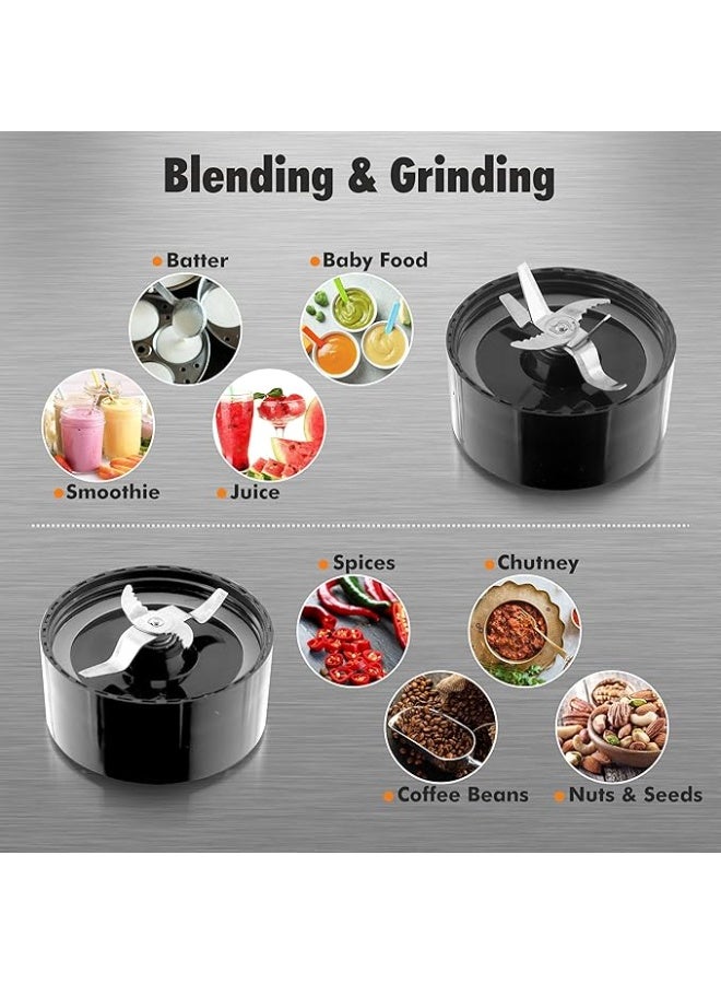 Cookwell 600W Bullet Mixer Grinder with 5 Jars & 3 Blades – Compact Multi-Use Kitchen Appliance(Silver) - Image 4